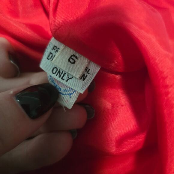 Pauline Trigere Red Wool Jersey Midi Dress Mock Neck Belted Vintage Size 6 - Picture 10 of 11